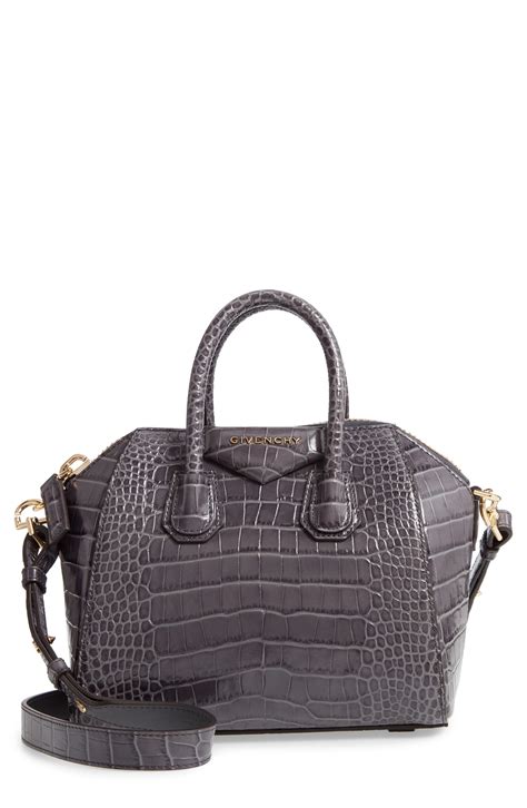 givenchy bag crocodile|GIVENCHY Calfskin Crocodile Embossed Nano Antigona Black .